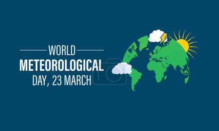 Weltmeteorologietag mit Klima und Wetter. Plakat, Flyer und Banner, Hintergrundgestaltung. Vektorillustration