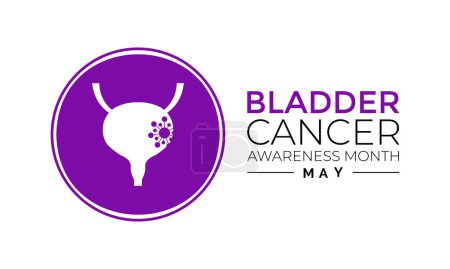 Illustration for Bladder Cancer Awareness Month is May. That focuses attention on bladder cancer. Banner poster, flyer and background design. Vector illustration. - Royalty Free Image