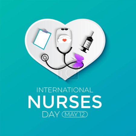 Día Internacional de las Enfermeras diseño de banner post redes sociales. Gracias Doctor y Enfermeras por salvar nuestras vidas diferentes enfermedades. diseño de ilustración vectorial. 12 de mayo.