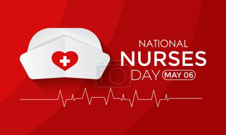 Illustration for National Nurses week is observed in May 6 to 12 of each year. Thank Nurses . Banner poster, flyer and background design. Vector illustration. - Royalty Free Image