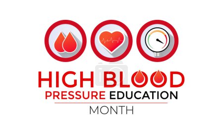 Le Mois national de l'éducation sur l'hypertension artérielle est observé chaque année en mai. Affiche de bannière, flyer et fond design. Illustration vectorielle