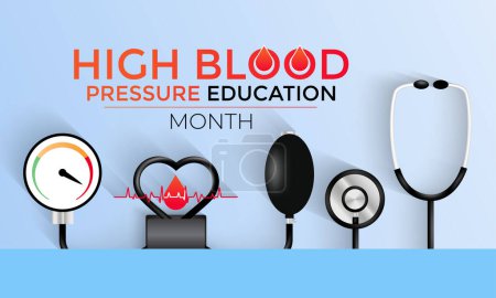 Jedes Jahr im Mai findet der bundesweite Aufklärungsmonat zum Bluthochdruck statt. Plakat, Flyer und Hintergrunddesign. Vektorillustration