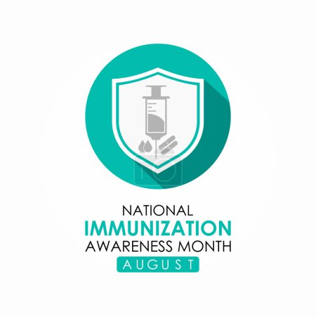 National immunization or immunisation awareness month. Immunization raises the awareness about why vaccines are important for people.Vector illustration. Banner poster, flyer and background design.