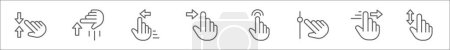outline set of hand gesture line icons. linear vector icons such as zoom out, swipe up, swipe left, swipe right, touch, scroll, slide right, hand cursor