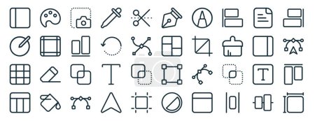 set of 40 outline web design icons such as palette, edit, grid, table, layout, align right, pen icons for report, presentation, diagram, web design, mobile app