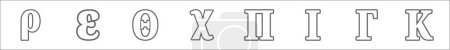 Ilustración de Esquema conjunto de alfabetos griegos línea iconos. iconos vectoriales lineales como rho, epsilon, theta, chi, pi, iota, gamma, kappa - Imagen libre de derechos