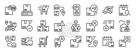 set of 24 outline web delivery icons such as shipping cost, weight scale, express delivery, delivery, mobile, air shipping, truck vector icons for report, presentation, diagram, web design, mobile