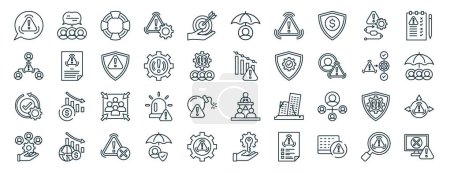 set of 40 outline web crisis management icons such as feedback, crisis management, recovery, stakeholder, crisis management, assessment, insurance icons for report, presentation, diagram, web