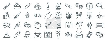 set of 40 outline web ramadan and eid icons such as samosa, zakat, moon, landscape, mobile app, tasbih, mosque icons for report, presentation, diagram, web design, mobile app