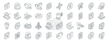 set of 40 outline web artificial and intelligence icons such as brain, brain, creative idea, website, hand recognition, equalizer, network icons for report, presentation, diagram, web design, mobile