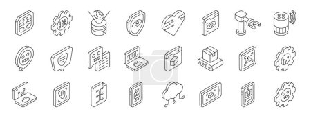 set of 24 outline web artificial and intelligence icons such as nodes, equalizer, hologram, security, artificial heart, website, robotic arm vector icons for report, presentation, diagram, web