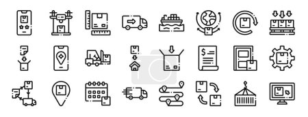 set of 24 outline web delivery icons such as rate, drone, measurement, fulfillment, cargo ship, shipping, refund vector icons for report, presentation, diagram, web design, mobile app