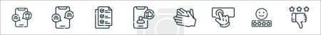 Ilustración de Esquema conjunto de iconos de línea de retroalimentación. iconos vectoriales lineales como borrar, comentar, calificaciones, satisfecho, apreciación, clic, smaile, malo - Imagen libre de derechos