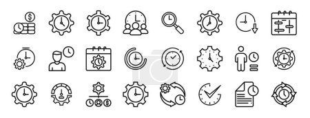 set of 24 outline web time management icons such as time is money, time management, management, reduce vector icons for report, presentation, diagram, web design, mobile app
