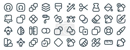 set of 40 outline web design outline icon icons such as omega, brush, pen tool, color, minus, close, magic icons for report, presentation, diagram, web design, mobile app