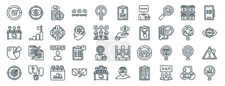 set of 40 outline web market research icons such as eye tracking, board, , targeting, agile, device, ranking icons for report, presentation, diagram, web design, mobile app
