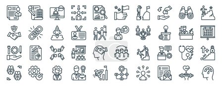 set of 40 outline web career and leadership icons such as budget, trust, services, knowledge transfer, scientist, ambition, victory icons for report, presentation, diagram, web design, mobile app