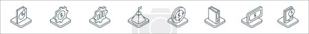 outline set of business line icons. linear vector icons such as report, project, data analysis, mountain, target, office file, dollar, money talk