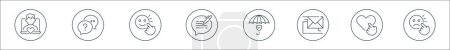 Ilustración de Esquema conjunto de iconos de línea de retroalimentación. iconos vectoriales lineales como ayuda en línea, pregunta, como, formulario de retroalimentación, fiabilidad, correo, como, a diferencia de - Imagen libre de derechos