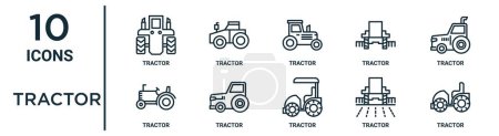 tractor outline icon set such as thin line tractor, tractor, icons for report, presentation, diagram, web design