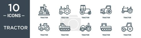 tractor outline icon set includes thin line tractor, tractor, icons for report, presentation, diagram, web design