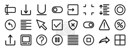 Ilustración de Conjunto de 24 iconos esenciales de la web esquema como cambiar el nombre, descargar, subrayado, apagar, entrar, tamaño, espaciado iconos vectoriales para el informe, presentación, diagrama, diseño web, aplicación móvil - Imagen libre de derechos