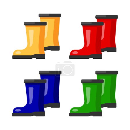 Illustration for Colored rubber boots vector set - Royalty Free Image