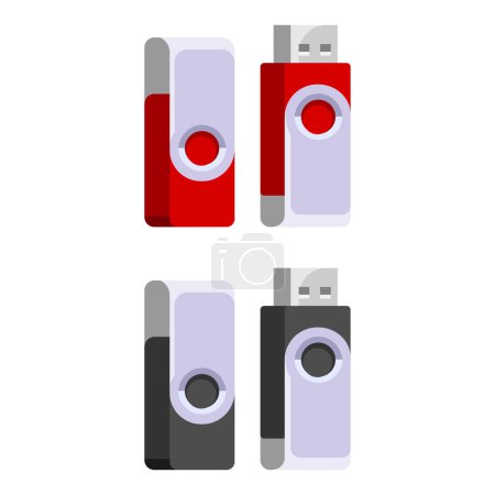 An open ready-to-use USB flash drive. Vector illustration