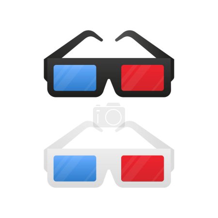 Gafas 3D Ilustración vectorial. Un par de gafas 3D aisladas sobre un fondo de color.