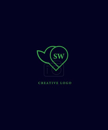 Diseño del logo verde SW. Diseño del logotipo de SW Vector para empresas..