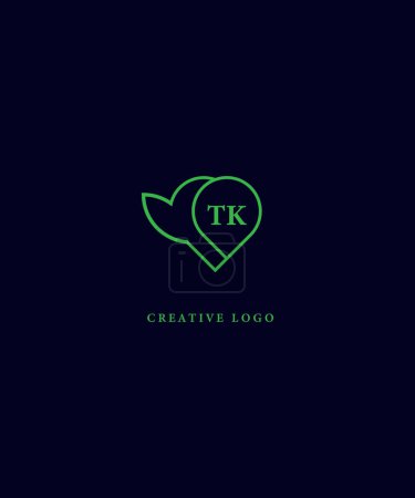 TK green logo Design. TK Vector logo design for business.