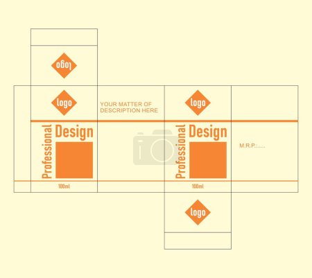 Orange color perfume packaging design Royalty-free graphic illustration