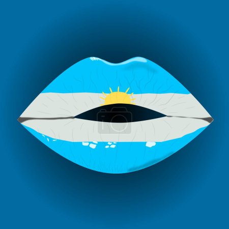 Lips painted with the Argentine flag