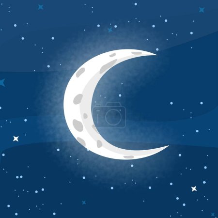 Lune en forme de C. L'image est une vue du ciel nocturne