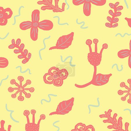 The image consists of a pink flower print, the style is as if it were a hand drawing