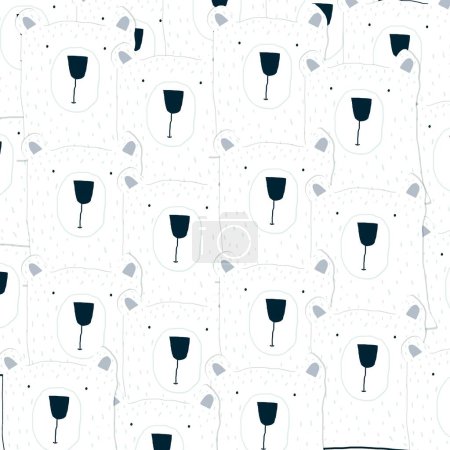 Illustration for The image consists of a print with the face of a polar bear that repeats - Royalty Free Image