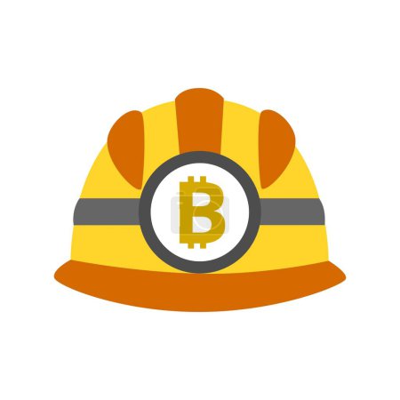Illustration for An illustration of a miner's helmet featuring the icon of a cryptocurrency on its front, symbolizing cryptocurrency mining. This image represents the concept of digital currency mining and blockchain technology - Royalty Free Image