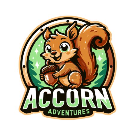 Squirrel with acorn. Vector illustration of a squirrel mascot.