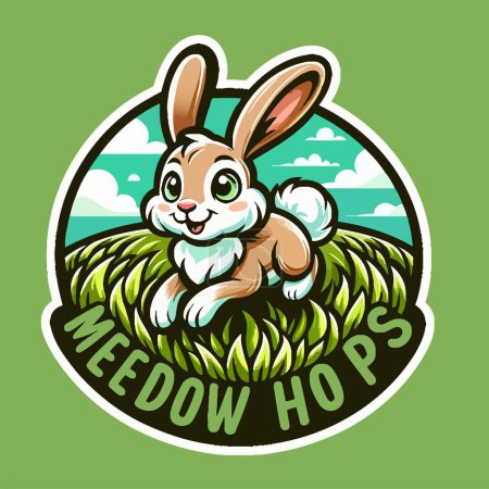 Easter bunny on green grass. Vector illustration for your design.