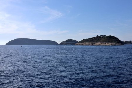 Photo for Procida, Campania, Italy - May 15, 2022: Panorama of the island of Procida from the ferry to Naples - Royalty Free Image