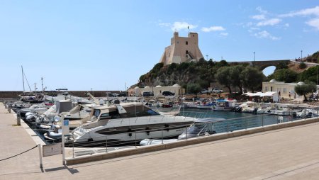 Photo for Sperlonga, Lazio, Italy  5 September 2021: Tourist port overlooking the Levante beach - Royalty Free Image
