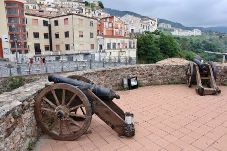 Photo for Pizzo Calabro, Calabria, Italy  June 10, 2021: Cannon on the terrace of the 15th century Castello Murat - Royalty Free Image