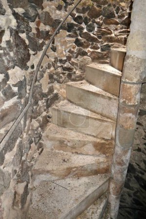 Photo for Pizzo Calabro, Calabria, Italy  June 10, 2021: Staircase in the prison of the fifteenth-century Castello Murat - Royalty Free Image