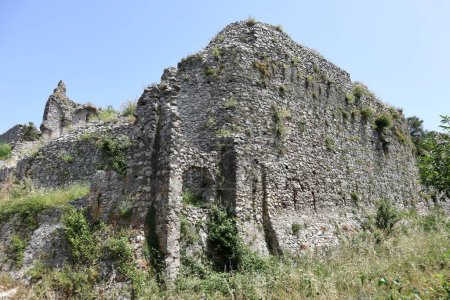 Photo for Mercato San Severino, Campania, Italy - June 22, 2021: Ruins of the Sanseverino Castle, one of the largest medieval castles in Italy consisting of three fortifications built in successive periods starting from the 11th century - Royalty Free Image