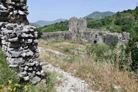 Photo for Mercato San Severino, Campania, Italy - June 22, 2021: Ruins of the Sanseverino Castle, one of the largest medieval castles in Italy consisting of three fortifications built in successive periods starting from the 11th century - Royalty Free Image
