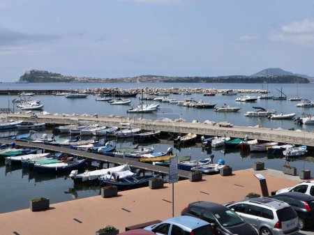 Photo for Monte di Procida, Campania, Italy  May 27, 2021: Boats moored at the Port of Acquamorta - Royalty Free Image