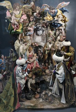 Photo for Naples, Campania, Italy  January 3, 2022: Exhibition of artistic Neapolitan nativity scenes in the seventeenth-century Church of San Severo al Pendino - Royalty Free Image
