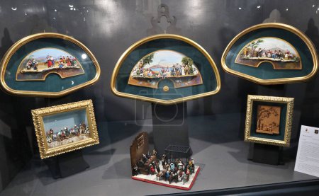 Photo for Naples, Campania, Italy  January 3, 2022: Exhibition of artistic Neapolitan nativity scenes in the seventeenth-century Church of San Severo al Pendino - Royalty Free Image