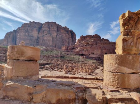 Photo for Petra, Jordan - January 7, 2023: Colonnade street in the 7th century BC Nabataean archaeological site, a Unesco heritage site - Royalty Free Image