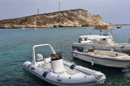 Photo for Tremiti Islands, Puglia, Italy  July 26, 2021: Glimpse of Cretaccio Island from San Domino Island - Royalty Free Image
